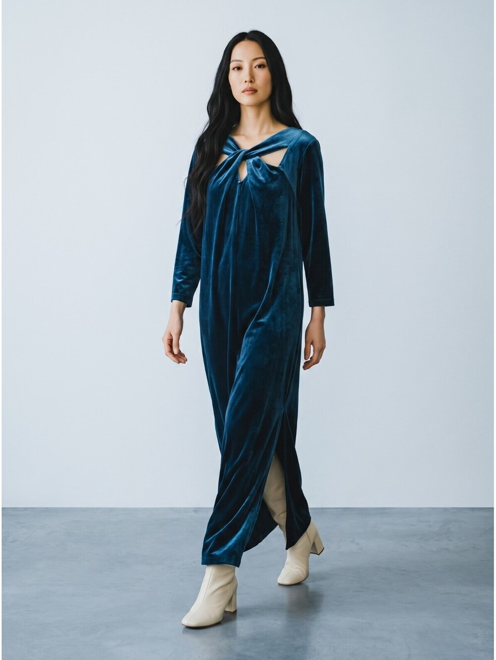 Attitudes by Renee NWOT Stretchy Velvet Dress-Medium-Dark Teal Jewel